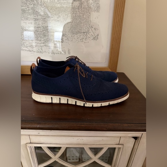 Cole Haan Men Zerogrand Stitchlite Oxford Size 10.5 Navy Marine Knit Casual Shoe - Picture 4 of 9